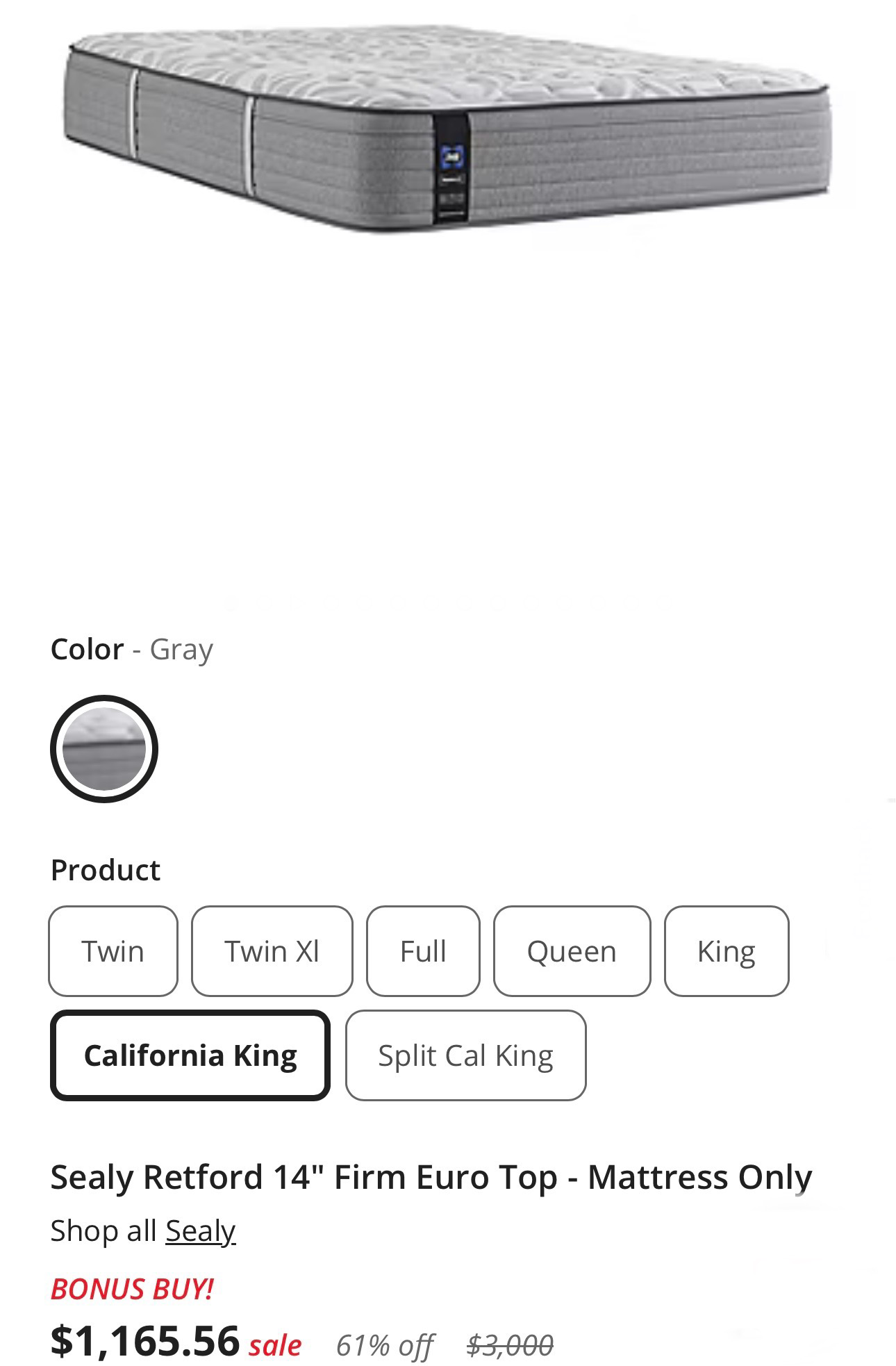 Sealy California King Mattress