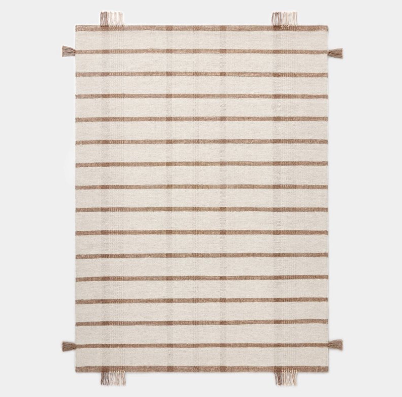 5'x7' Handwoven Plaid Flat Weave Area Rug Cream/Brown - Threshold™ designed with Studio McGee: Wool, Indoor, Stripe Pattern