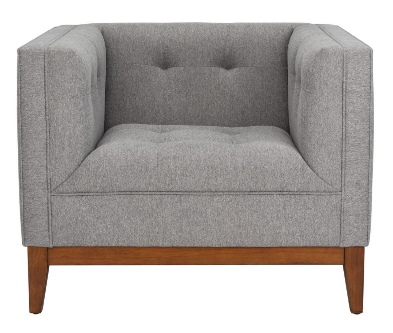 Garnet Linen Tufted Armchair - Light Gray - Safavieh